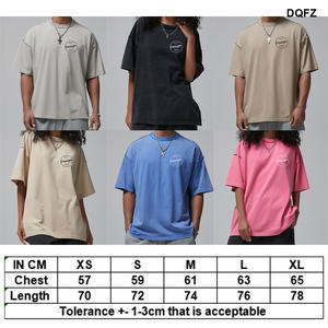 100% Jersey lavado de algodón estampado personalizado cuello redondo gimnasio camisetas hombres mujeres moda patrón sólido manga corta de gran tamaño deportivo - Product Image 3