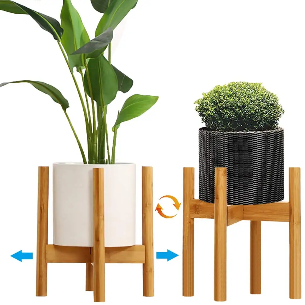 New Design Indoor Bamboo Modern Flower Pot Card Stand Wooden Stand Plant Stand