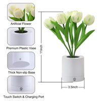Lampe de chevet créative transfrontalière 2025 en forme de bouquet de tulipes artificielles – Lampe d'ambiance de luxe faite à la main pour chambre à coucher et maison