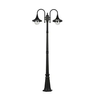 Садовая лампа черного цвета, алюминиевая стойка E27, садовый светильник