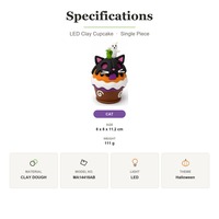 Figurine de cupcake d'Halloween personnalisée avec lumière LED, en pâte à modeler, décoration de table effrayante