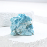 Sculpture abstraite Larimar Océan - Objet d'art en forme organique bleu turquoise translucide