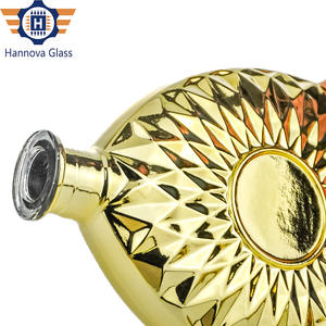 Bouteille à facettes plaquée or de luxe de 700ml pour Brandy <span class=keywords><strong>Tequila</strong></span> Spirit bouteille en verre décorative vide personnalisée - Product Image 4