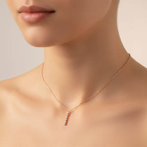 สร้อยคอทองคำขาว 18K สไตล์มินิมอลยอดนิยม ประดับเพชรแท้ทรงหยดน้ำ พร้อมสายสร้อยแบบเชื่อมต่อ ของขวัญสำหรับสาวๆ - Product Image 1