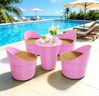 Ensemble de table et de chaises d'extérieur en plastique moderne, durable, léger, empilable, imperméable, facile à transporter pour hôtel, terrasse, restaurant de restauration rapide