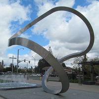 Décoration extérieure pour extérieur, Sculpture de ville abstraite en acier inoxydable, grand cercle, pour parc et bâtiment du côté, Statue de jardin