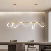 Lustre LED Nordique Minimaliste de Luxe Léger à Hauteur Réglable avec Lignes Longues Simples pour Salons/Salles à Manger et Hôtels