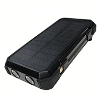 Chargeur solaire sans fil 20000mAh, bloc d'alimentation à manivelle avec panneaux solaires détachables, câble intégré, allume-cigare