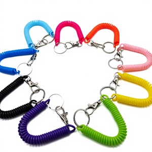 KS Colored Spring Rope Keychain Plastic Anti Loss <b>Lanyard</b> With Stainless Steel Clasp <b>For</b> Bag Phone <b>Key</b> Lightweight Oval Shape - Product Image 1