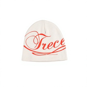 Bonnet blanc avec lettres brodées, design unisexe, style streetwear, bonnet d'hiver 56-58CM - Product Image 1