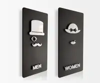 रचनात्मक बाथरूम की दीवार स्टिकर संकेत साइनेज प्लेटें पुरुषों महिलाओं घर का नंबर शीघ्र पट्टिका एक्रिलिक शौचालय साइन