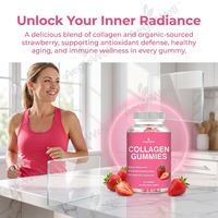 AegleWell Délicieuses Gommes à Mâcher au Collagène à la Fraise Soutien Nutritionnel Beauté Complexe Radiant Quotidien pour Femmes