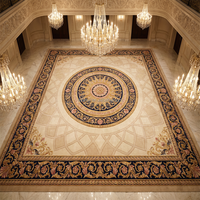 Tapis mural de mosquée de luxe abstrait moderne fait main en laine/soie, style Palais Royal Islamique, 9x12, très grande taille