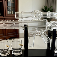 Ensemble décanteur à whisky AR15 très populaire avec 4 verres à shot en forme de balle, en borosilicate soufflé à la main, hermétique, avec support de présentation noir, accessoires de bar