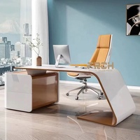 Meubles de bureau haute brillance OEM design moderne de couleur personnalisée Table de bureau en bois pour directeur général Boss