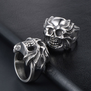 แหวนไทเทเนียมลายหัวกะโหลกสำหรับผู้ชาย ดีไซน์โครงกระดูก ลายเสือดำ รุ่น SA519 - Product Image 4
