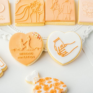 Set de Moldes para Galletas y Fondant para Bodas, Cortador de Galletas de Acrílico de Grado Alimenticio, Sello Personalizado con Logotipo para Decoración de Pasteles de Fiesta de Bodas - Product Image 4