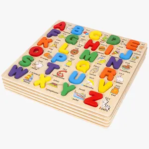COMMIKI 6 meses bebé juguetes sensoriales tallo Montessori juguetes para 4 años de edad juguetes educativos tempranos de madera aprender letras en inglés