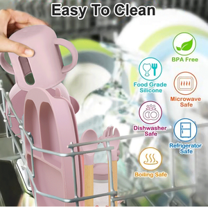 Ensemble Repas Bébé Personnalisable avec Logo, Bavoir Bol Assiette Tasse d'Apprentissage Cuillère Fourchette Sucette à Fruits en <span class=keywords><strong>Silicone</strong></span>, Vaisselle Bébé en <span class=keywords><strong>Silicone</strong></span> - Product Image 6