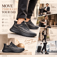 Baskets basses noires pour hommes, à semelle épaisse et robuste, à lacets, en cuir synthétique, avec empiècements ondulés, style athleisure, chaussures décontractées pour hommes