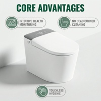 WC intelligent monobloc en céramique avec chasse d'eau électrique automatique, siège chauffant, capteur de pied et cuvette allongée pour salle de bain moderne