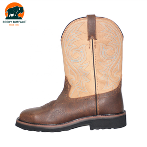 Bottes d'équitation en cuir véritable marron Rocky Buffalo, best-seller, semelle en caoutchouc, bottes <span class=keywords><strong>de</strong></span> <span class=keywords><strong>chasse</strong></span> avec broderie - Product Image 4