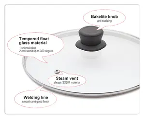 Glass Lid For Cookware Round G-Type Tempered Glass Lid Eco-Friendly Cookware Parts Cover