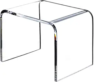 BOSN Clear Acrylic Plastic Stool Cabinet Display Stand - Exhibition Riser Plinth Bay Window Table Small Tea Table