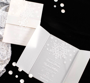 <strong>Winter</strong> Theme clear Acrylic <strong>Wedding</strong> <strong>Invitations</strong> with Trifold Vellum Wrap Snow-Shaped Tag Decor Marriage Celebration Party Invites - Product Image 2