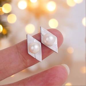 WENCHI 22530 Accessoires de perles DIY, plateau vide en argent S925 pour boucles d'oreilles, bijoux simples, crochet d'oreille, perles de 6-7 mm, modèle de boucles d'oreilles en perles 10866 - Product Image 3