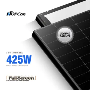 नई एन-प्रकार सेल TOPcon पूर्ण स्क्रीन मोनो 420w 425w 430w सभी काले सौर सेल पैनल कीमत के साथ कम ऑपरेटिंग तापमान