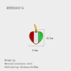 Heart National Flag Stainless Steel 18K Gold Pvd Plated DIY Pendant Jewelry Pendant <strong>Charms</strong> - Product Image 6