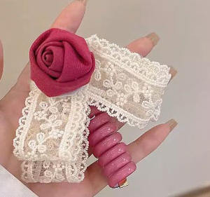 Mode doux dentelle fleur élastique téléphone <span class=keywords><strong>fil</strong></span> <span class=keywords><strong>cheveux</strong></span> cravates mignon téléphone ligne élastique <span class=keywords><strong>cheveux</strong></span> corde - Product Image 5