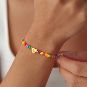 Jingciren Boutique-pulsera de cuentas de estilo bohemio con cuentas de arroz, diseño de cuentas de arroz, pulsera sencilla para chica, embalaje en caja de regalo elegante - Product Image 1