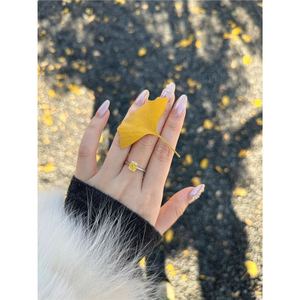 <b>Cushion</b> Cut Yellow Diamond Ring For Women Fancy Color Zircon Everyday Wear Geometric Shape Spring 2025 - Product Image 3