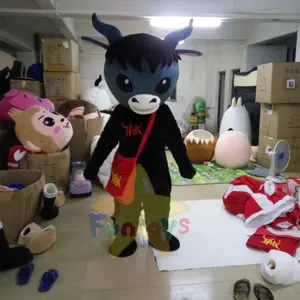 Funtoys kahverengi inek yetişkin karikatür hayvan yürüyüş canlı süt kostüm yetişkin inek için süslü elbise cosplay için