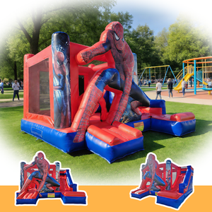 Combo Inflable Dinámico de Superhéroes con Tobogán y Brincolín, Temática Roja y Azul, para Actividades de Aventura al Aire Libre para Niños - Product Image 4