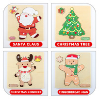 Puzzle en bois Montessori de Noël, planche à emboîter, Père Noël, coordination œil-main, jouet éducatif pour les enfants de 5 à 7 ans, unisexe