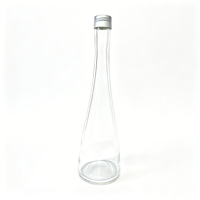 Bouteille en verre conique de luxe en gros avec bouchon en aluminium, récipient vide pour l'emballage d'huile d'olive gastronomique et d'huile infusée à l'ail