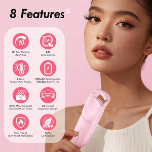 Portable <b>Heated</b> Eyelash Curler Rechargeable Lash Styling Tool for Women Makeup - Product Image 2
