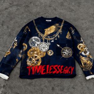 Camisetas de Manga Larga con Estampado Gráfico, Personalizadas OEM, de Pana, Talla Grande, para Hombre, Estilo Vintage, Impresión DTG - Product Image 1