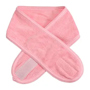 Vente en gros de bandeau avec logo brodé personnalisé bandeau en microfibre bandeau pour maquillage, douche et cheveux bandeau pour spa