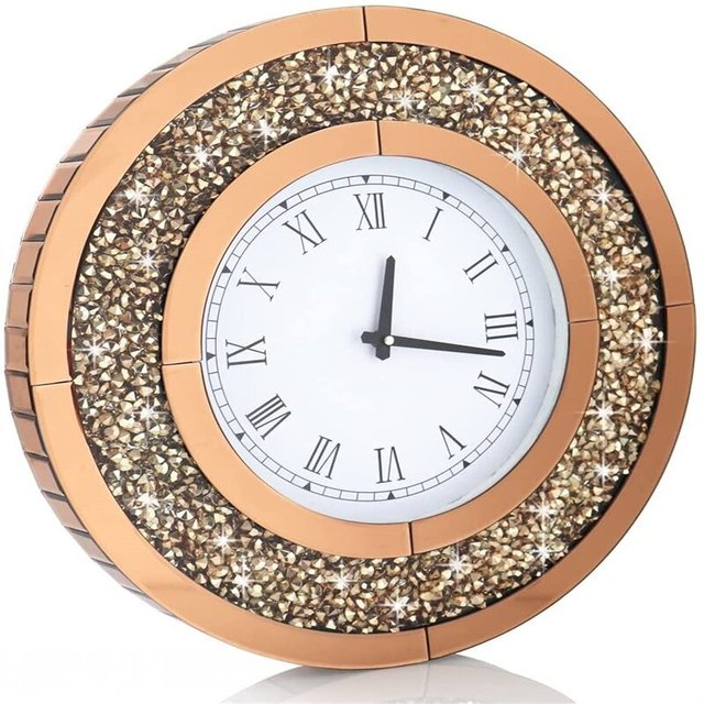 Home Source Luxury Wall Clock Dining Room Luxury Decoration Wall Decorative Crushed Diamond Decor Clock Mirrored Wall Clock