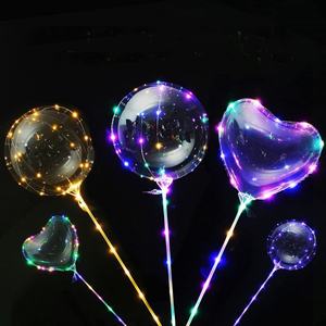 Hot Sale Valentine's Day Round and <b>Star</b> 18 Inch <b>LED</b> Light up Print Heart Shape clear <b>Led</b> Bobo Balloons with Light for Lovers - Product Image 5