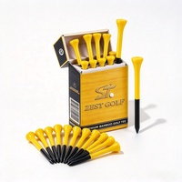 Tee de golf en bambou et bois robuste et incassable, de forme ronde, avec logo personnalisé imprimé sur le dessus et sur les côtés, et support pour paquet de cigarettes.