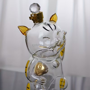 2025 modello carino colore trasparente portafortuna a forma di gatto bottiglia di vino in vetro per bar e famiglie per la <span class=keywords><strong>collezione</strong></span> di <span class=keywords><strong>Whisky</strong></span> - Product Image 3