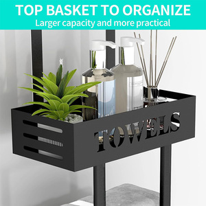 Towel Rack 3 <b>Bars</b> 6 Layer Multi Functional No Drill Organizer <b>Shelf</b> For Bathroom Storage - Product Image 3
