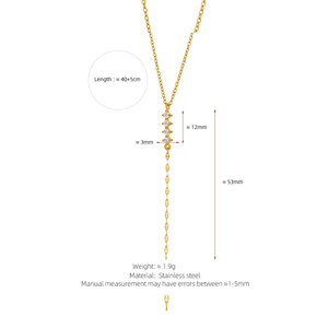 Collar con Colgante de Zirconia en Forma de Y, Chapado en Oro de 18k, Acero Inoxidable 316L, Resistente al Agua, para Mujer - Product Image 6