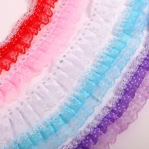 45mm multicolor dress tulle trims lace lace pleated skirt sequin lace for women dresses wedding party
