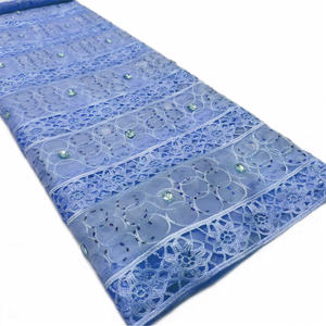 Nouvelle conception de dentelle soluble en guipure avec strass, tissu en dentelle filet pour vêtements de mariage, robes de soirée, matériaux de confection - Product Image 6